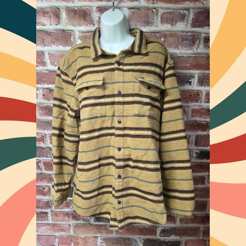 RVCA Shacket Jacket XL |‎ Brown Button Down Raw Cuff Oversized Streetwear Layer